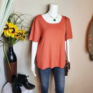 Elegant Coral Short Sleeve Top